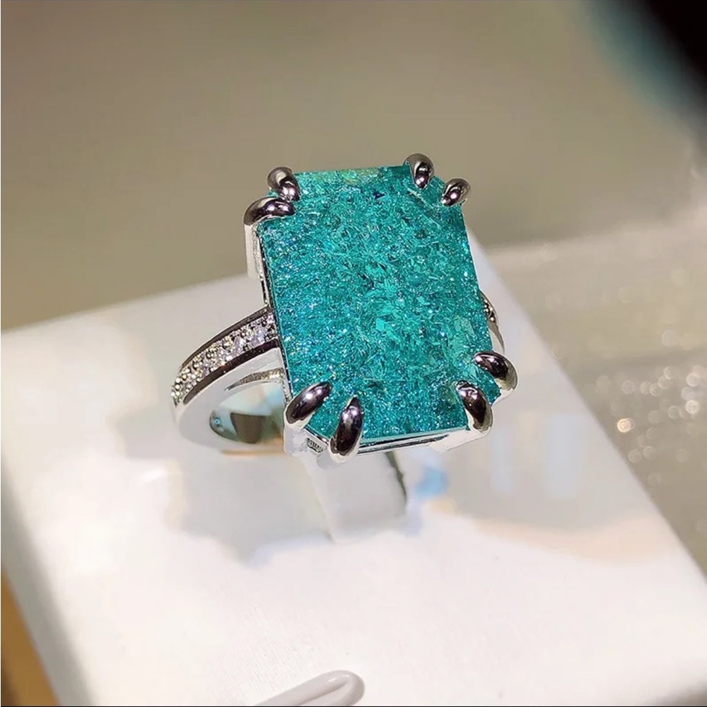 925 Sterling Silver Paraiba Tourmaline Rings New in Gift Box - Picture 9 of 10